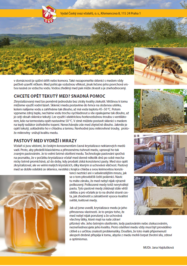 Složení medu a krystalizace medu